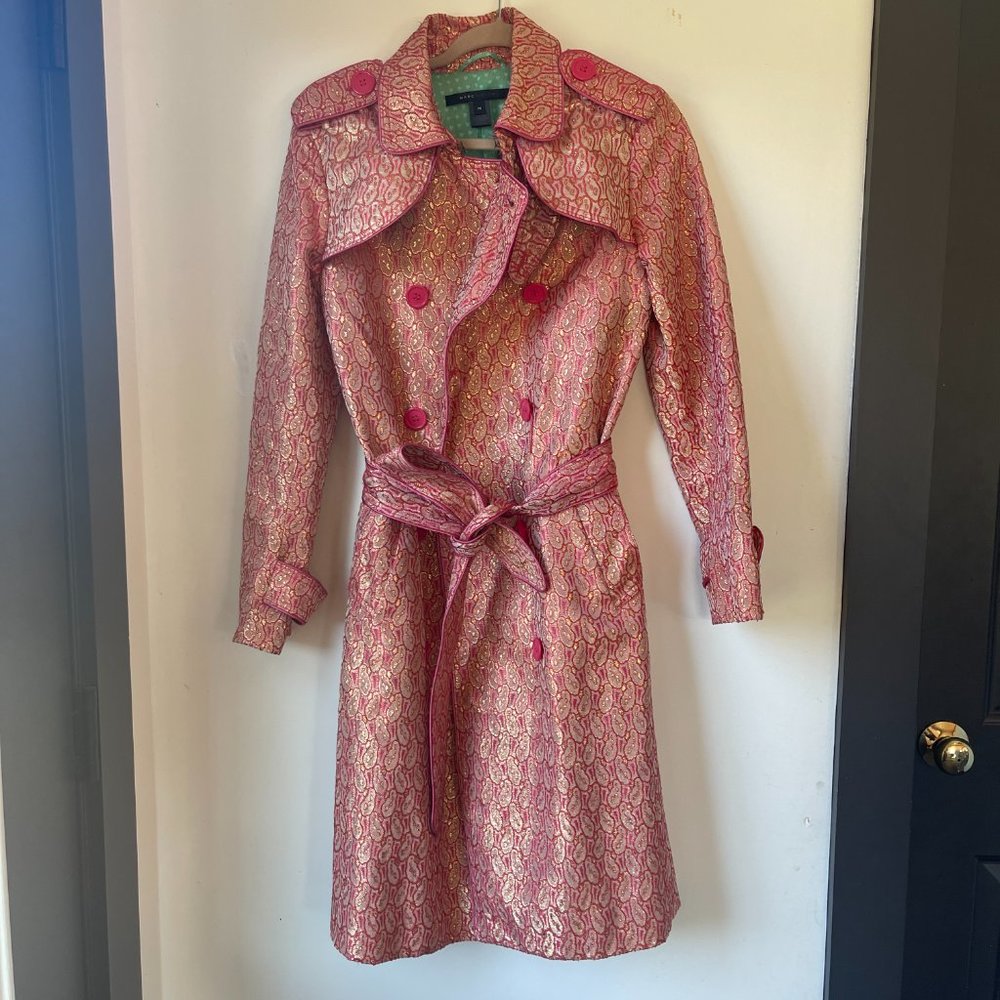 Marc Jacobs Pink & Gold Brocade Trench Coat
